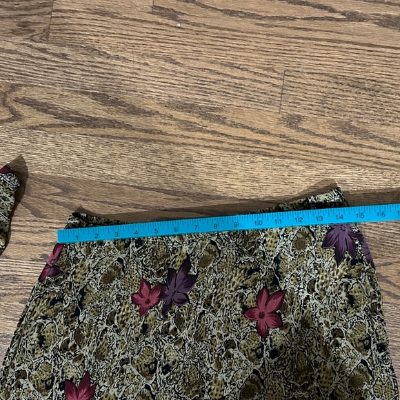 Womens 3 Piece Skirt pants Top Set Floral Comfort Stretch NYPL Brown L - Picture 7 of 16